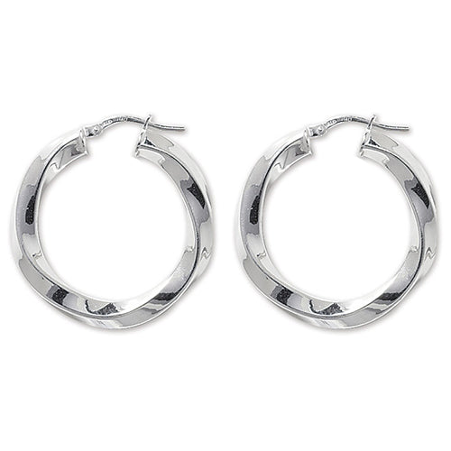 SILVER 20MM TWISTED HOOP EARRINGS