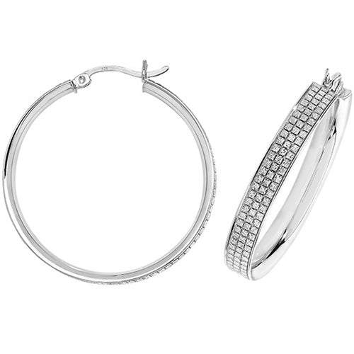 SILVER 30MM MOONDUST HOOP EARRINGS