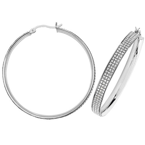 SILVER 40MM MOONDUST HOOP EARRINGS