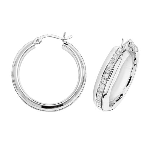 SILVER 20MM MOONDUST HOOP EARRINGS