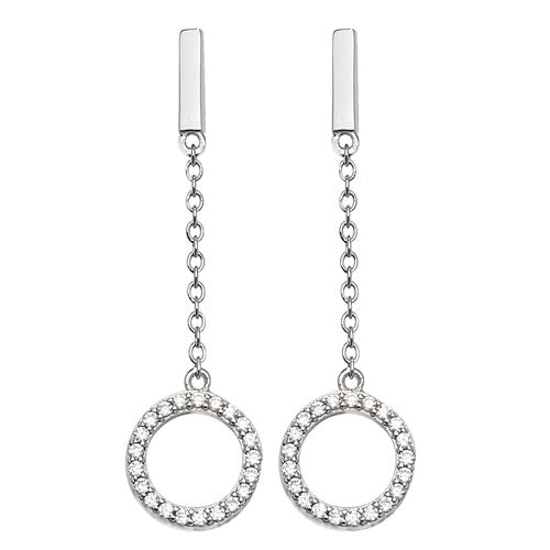 SILVER CZ DROP EARRINGS