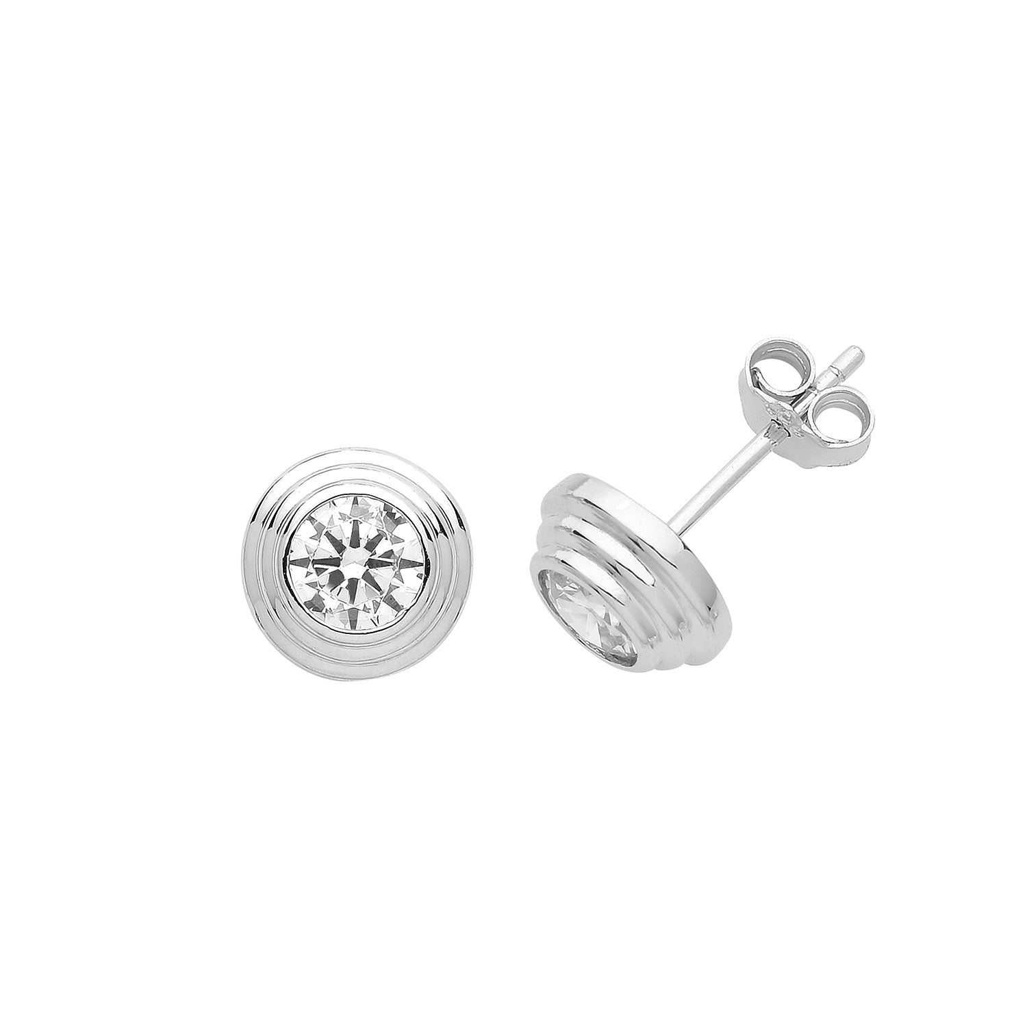 SILVER CZ SET RND STUD EARRINGS 5MM