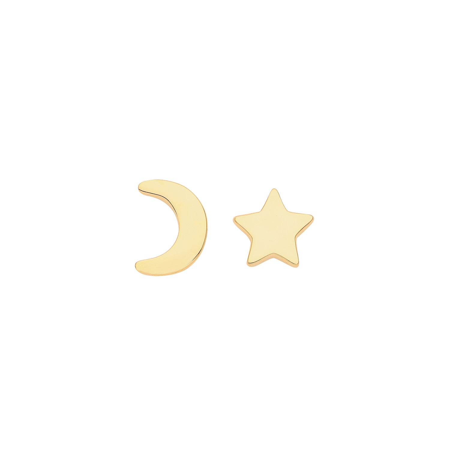 SILVER GOLD PLATED STAR AND MOON STUDS