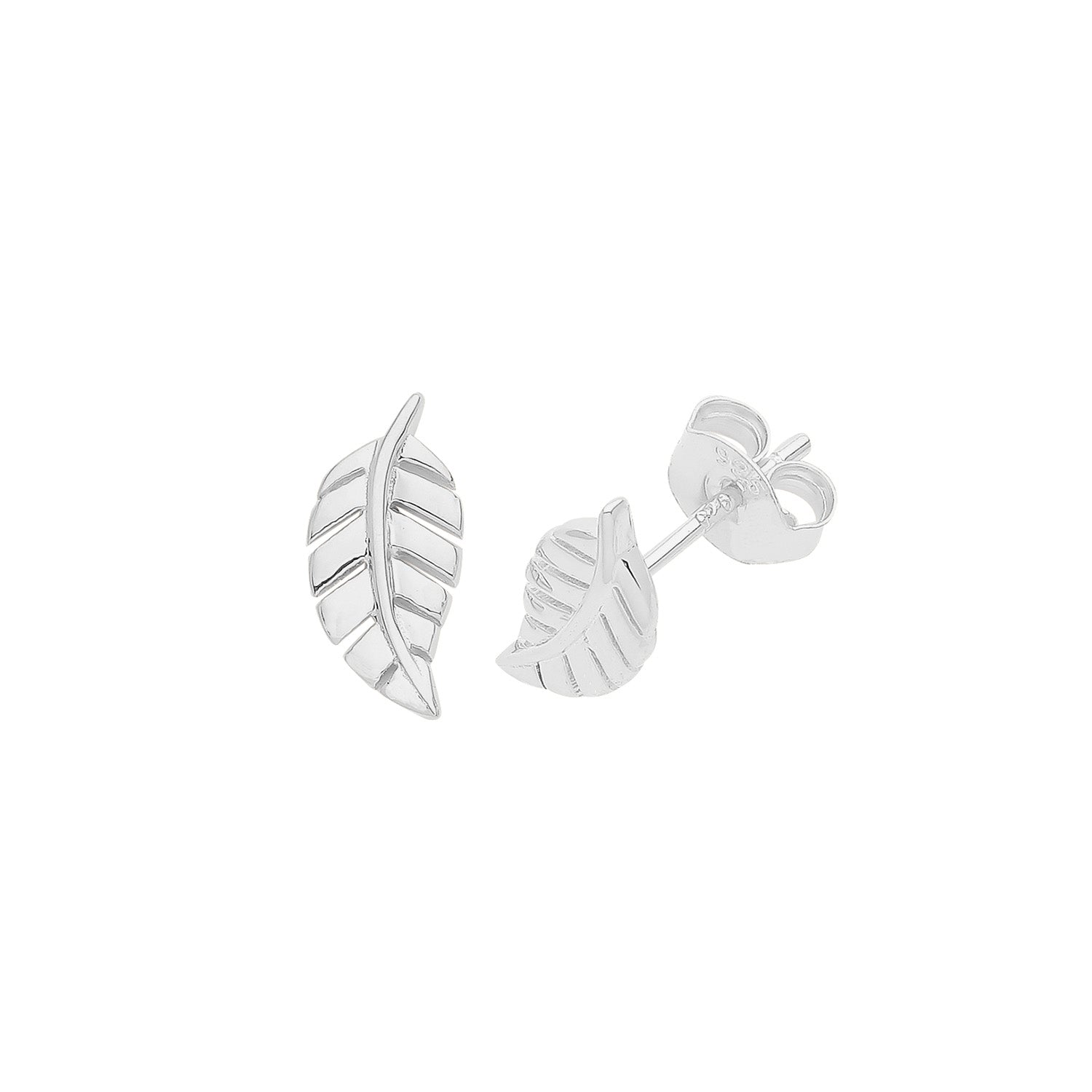 SILVER RHODIUM LEAF STUDS