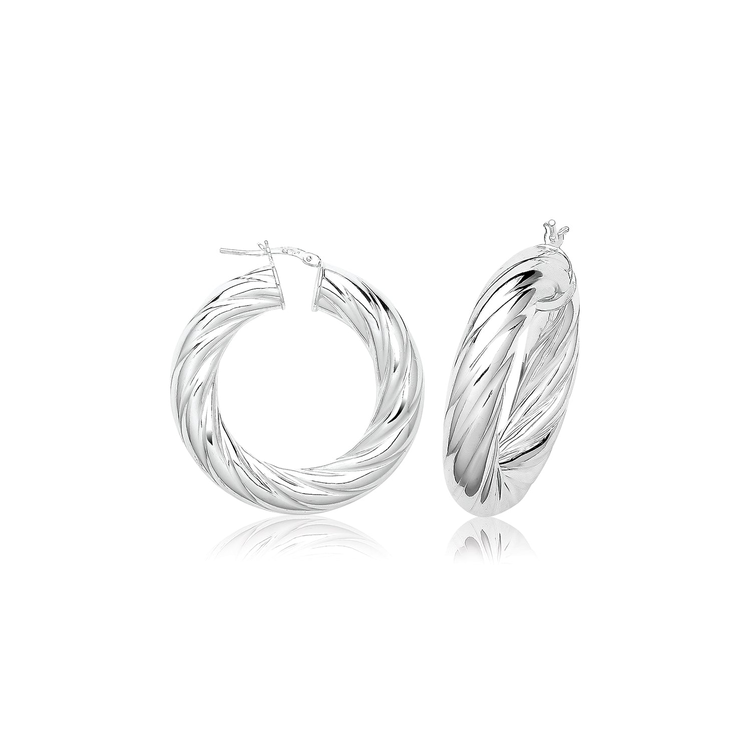 SILVER 8MM TWISTED HOOP EARRINGS