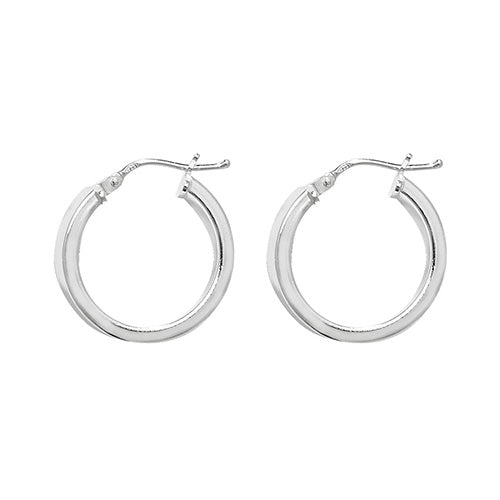 SILVER 15MM PLAIN HOOP EARRINGS