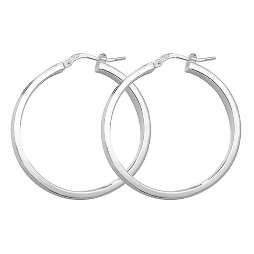 SILVER 30MM PLAIN HOOP EARRINGS
