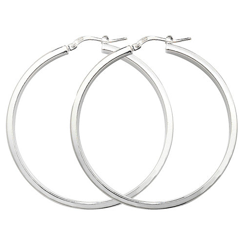 SILVER 40MM PLAIN HOOP EARRINGS