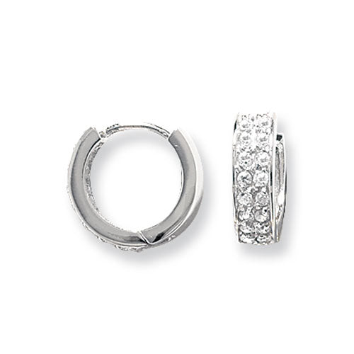 SILVER HINGED CZ EARRINGS