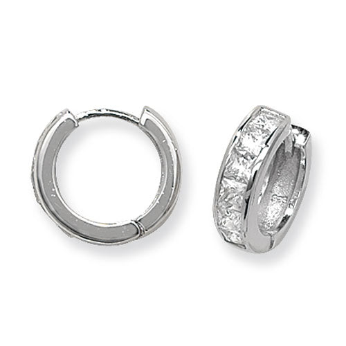 SILVER HINGED CZ EARRINGS