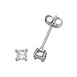 SILVER 3MM SQUARE CZ STUD EARRINGS