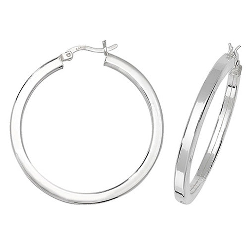SILVER 30MM PLAIN HOOP EARRINGS