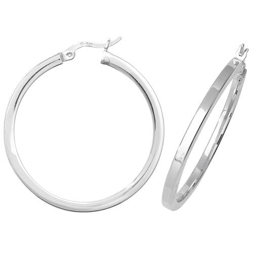SILVER 30MM PLAIN HOOP EARRINGS