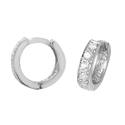 SILVER HINGED CZ EARRINGS