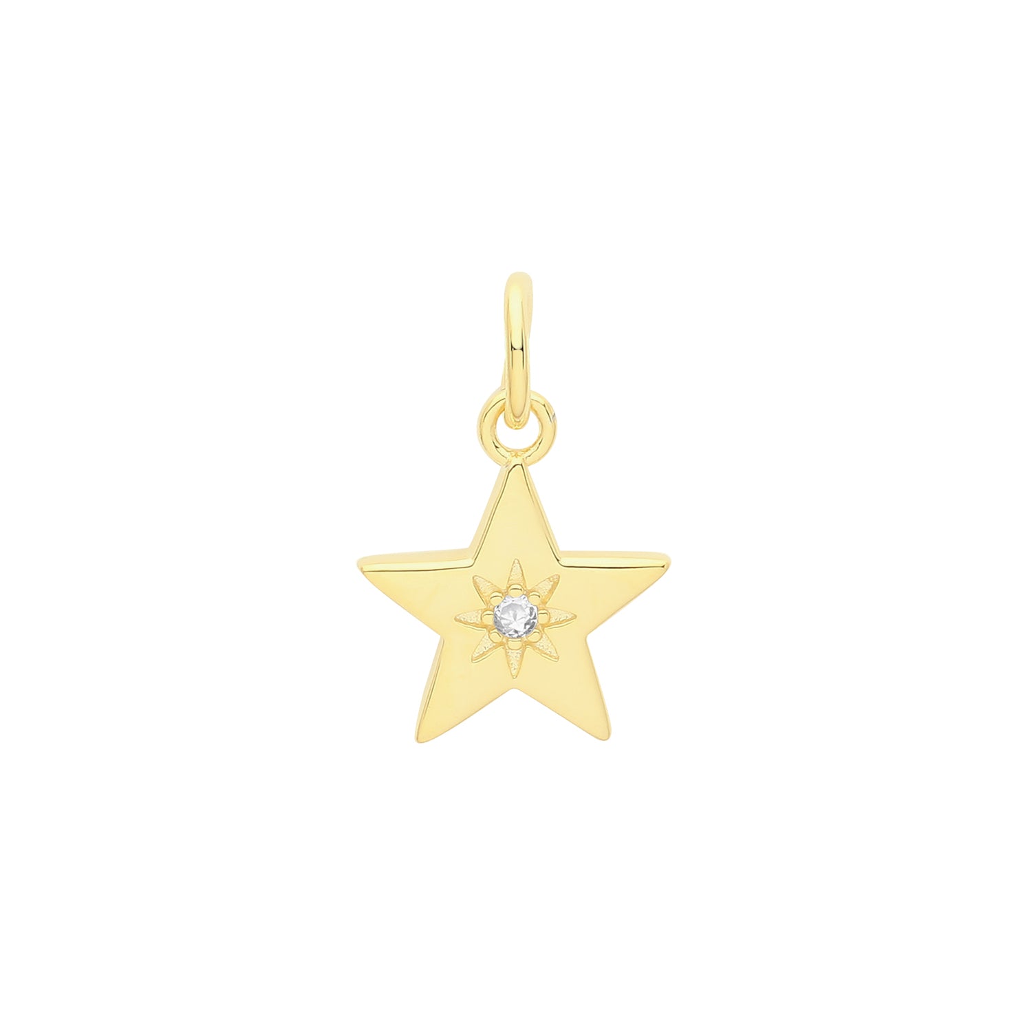 SILVER YELLOW GOLD PLATED CZ SET STAR PENDANT