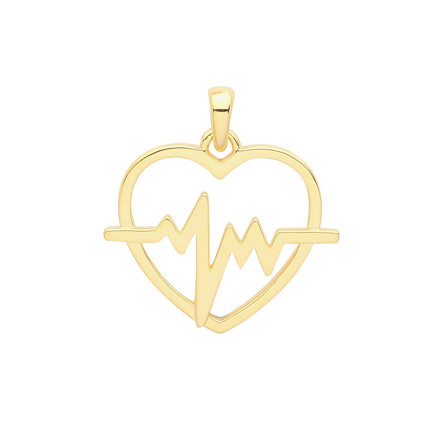 SILVER YELLOW GOLD PLATED HEART BEAT PENDANT