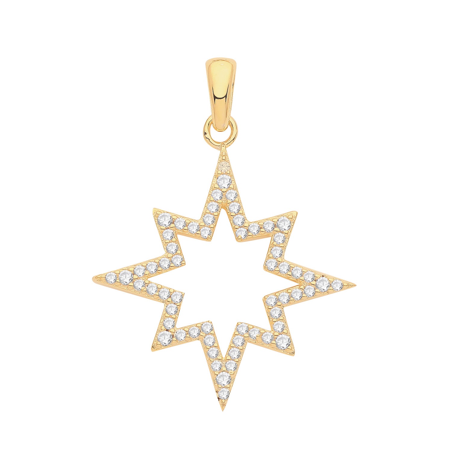 SILVER YELLOW GOLD PLATED CZ SET STAR PENDANT
