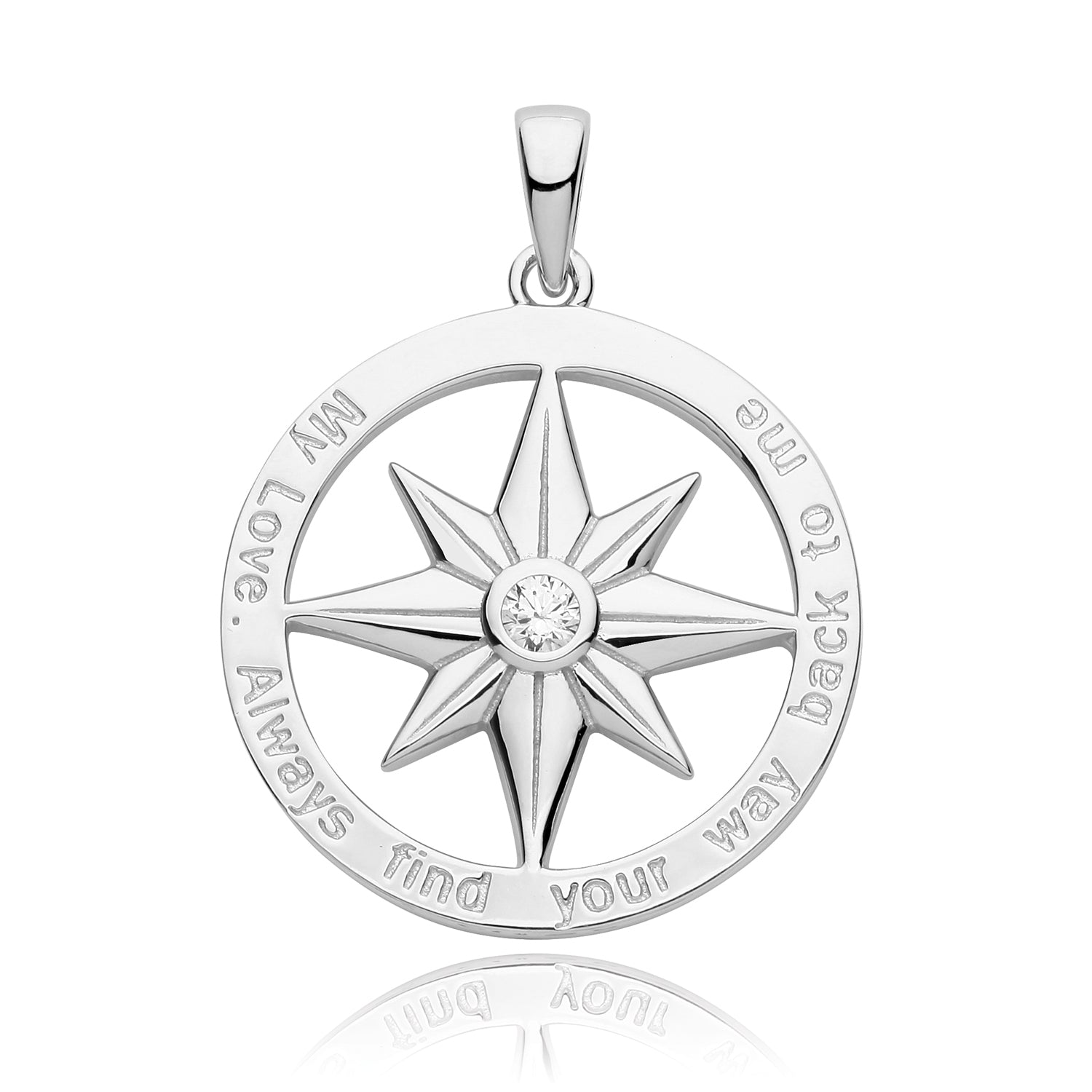 SILVER RHODIUM PLATED CZ NORTHERN STAR PENDANT