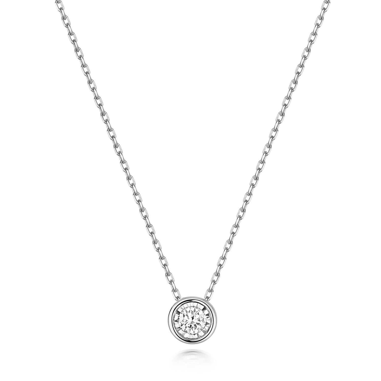 DIAMOND ILLUSION RUBOVER NECKLACE IN 9CT WHITE GOLD