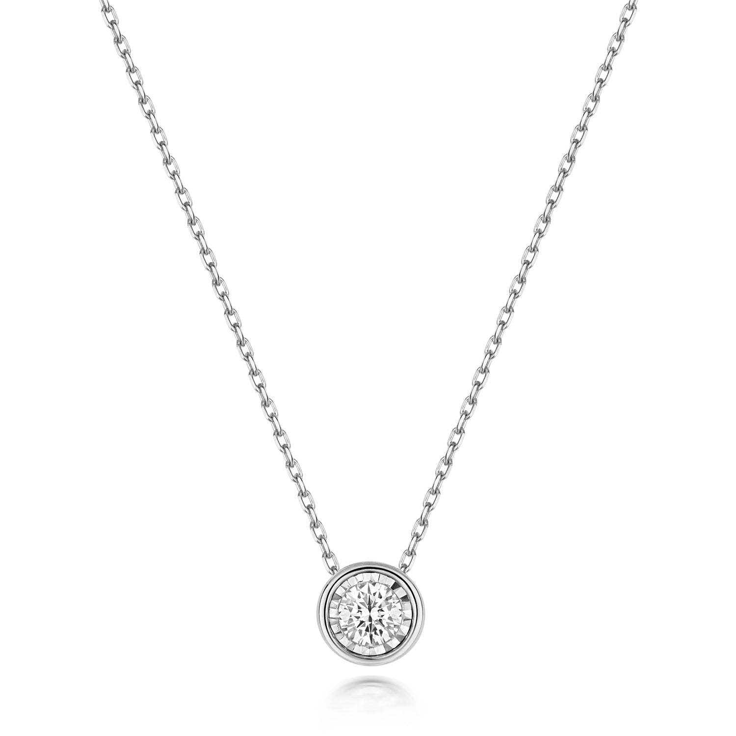 DIAMOND ILLUSION RUBOVER NECKLACE IN 9CT WHITE GOLD