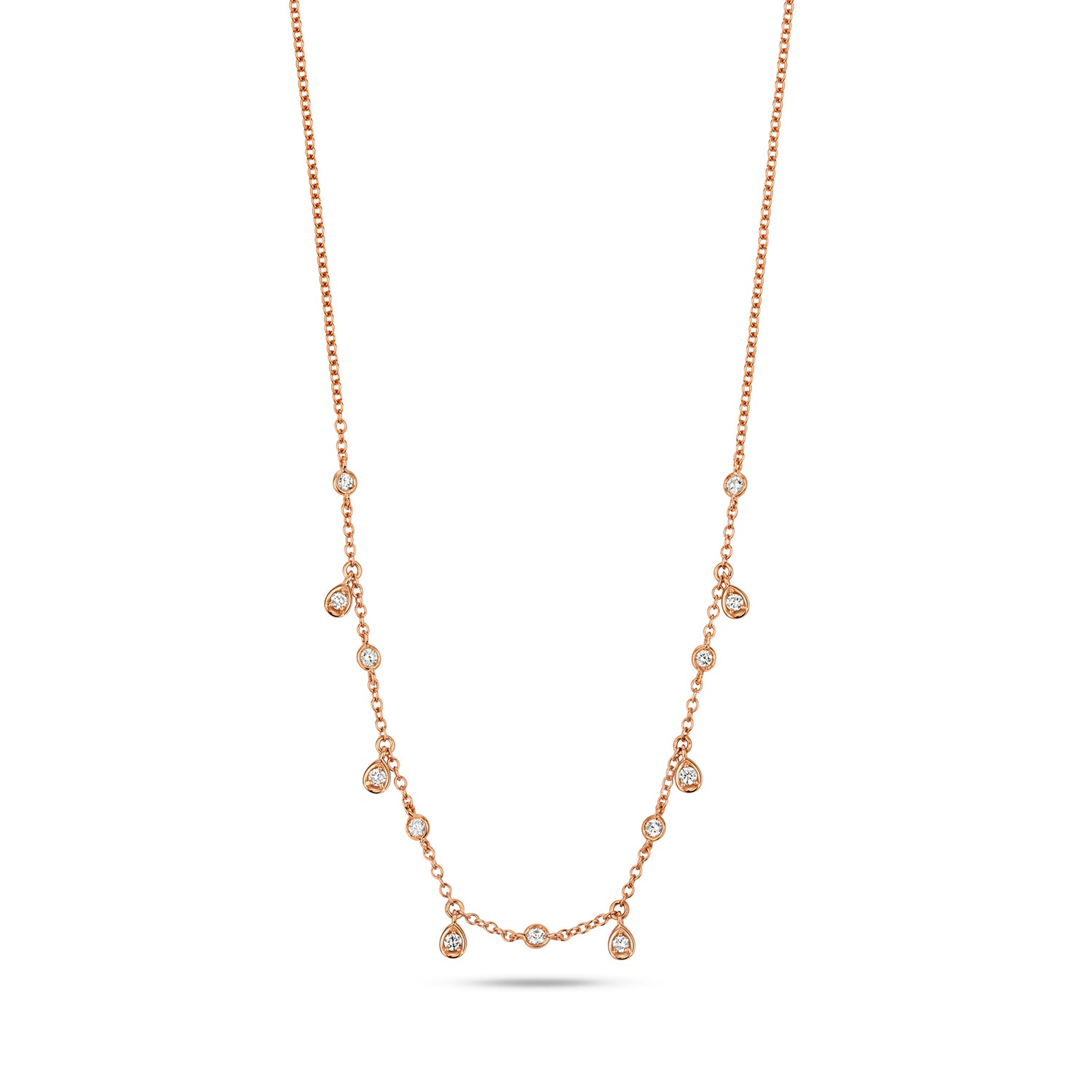 DIAMOND RUBOVER TEARDROPS NECKLACE IN 18CT ROSE GOLD
