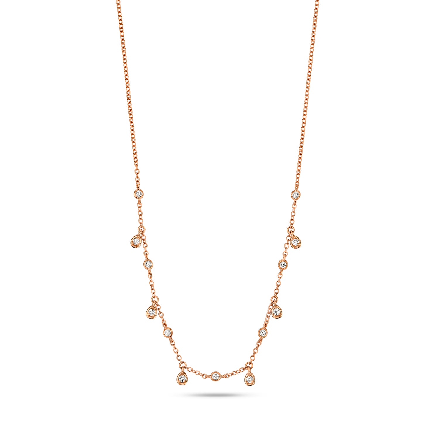 DIAMOND RUBOVER TEARDROPS NECKLACE IN 18CT ROSE GOLD