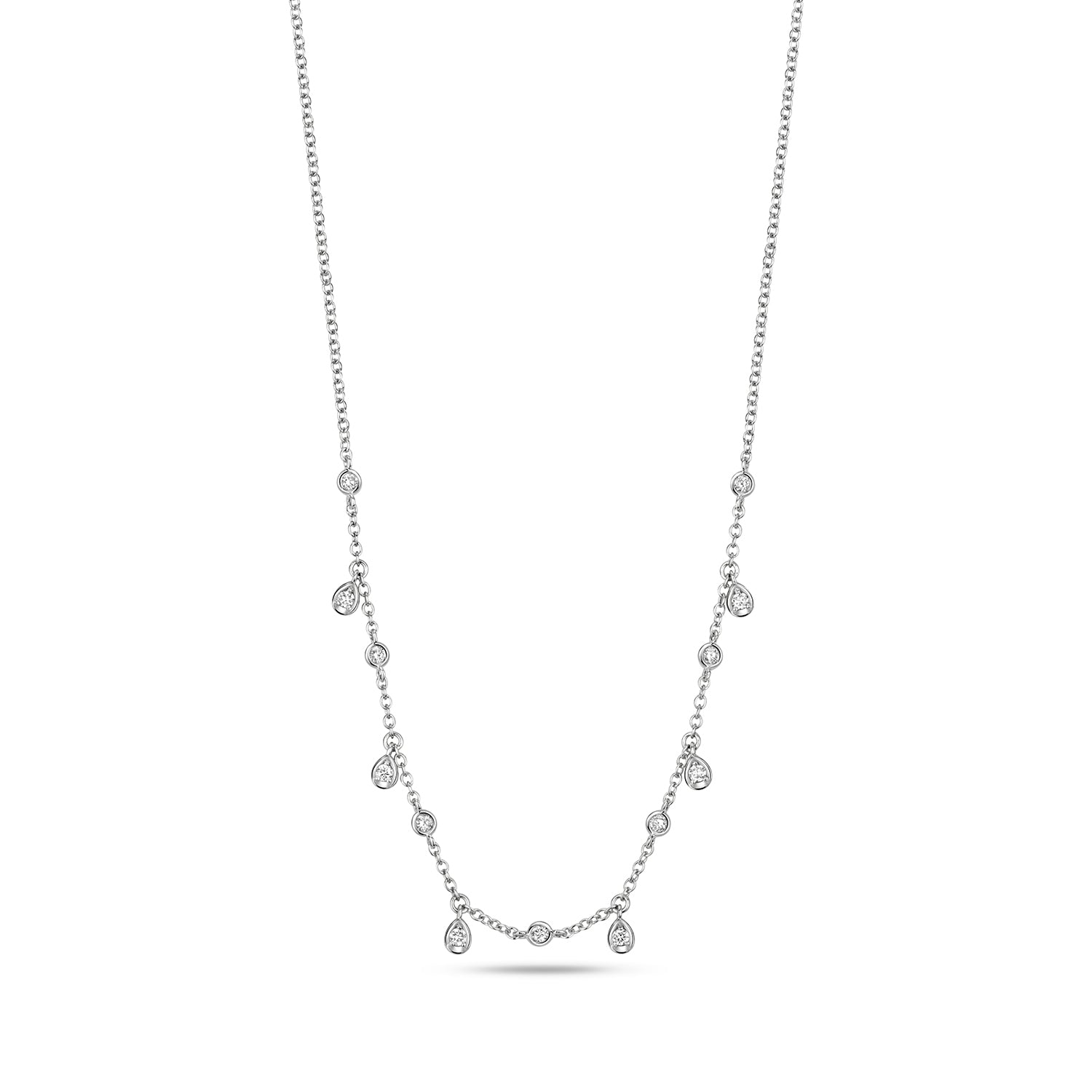 DIAMOND RUBOVER TEARDROPS NECKLACE IN 18CT WHITE GOLD