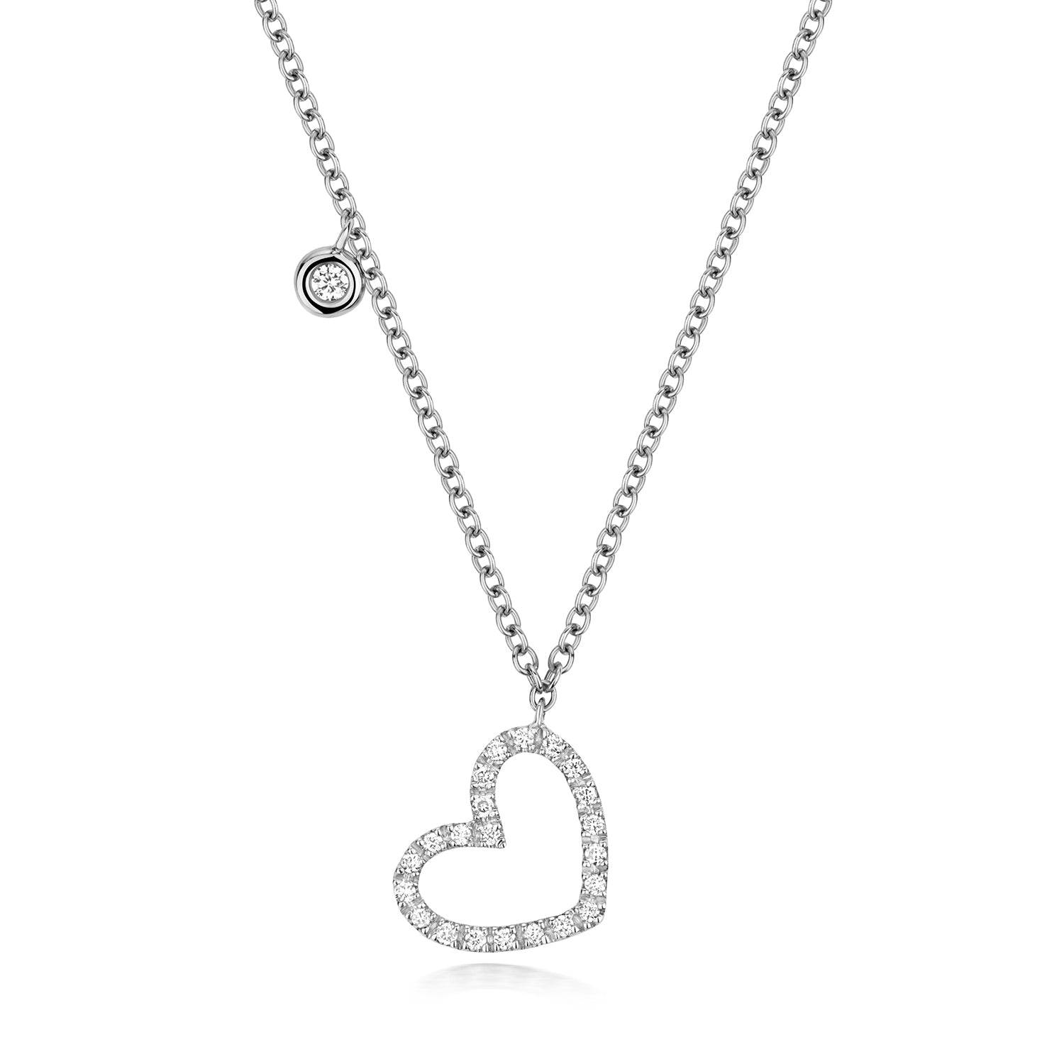 DIAMOND HEART NECKLACE IN 18CT WHITE GOLD