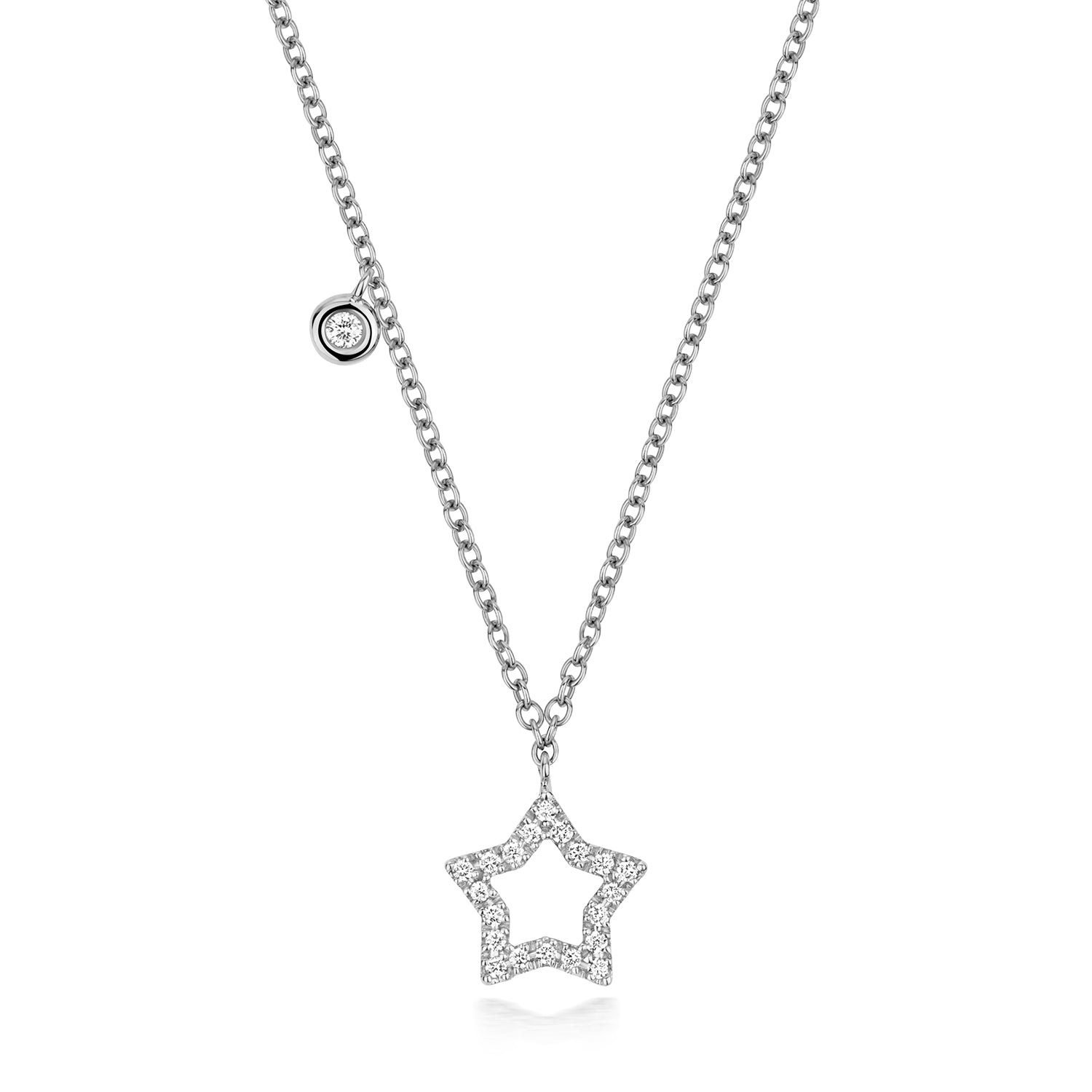 DIAMOND STAR NECKLACE IN 18CT WHITE GOLD