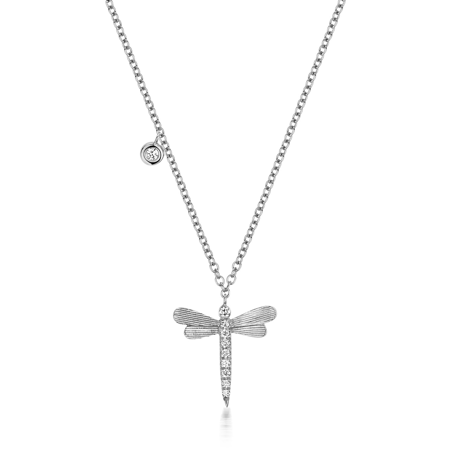 DIAMOND DRAGONFLY NECKLACE IN 18CT WHITE GOLD
