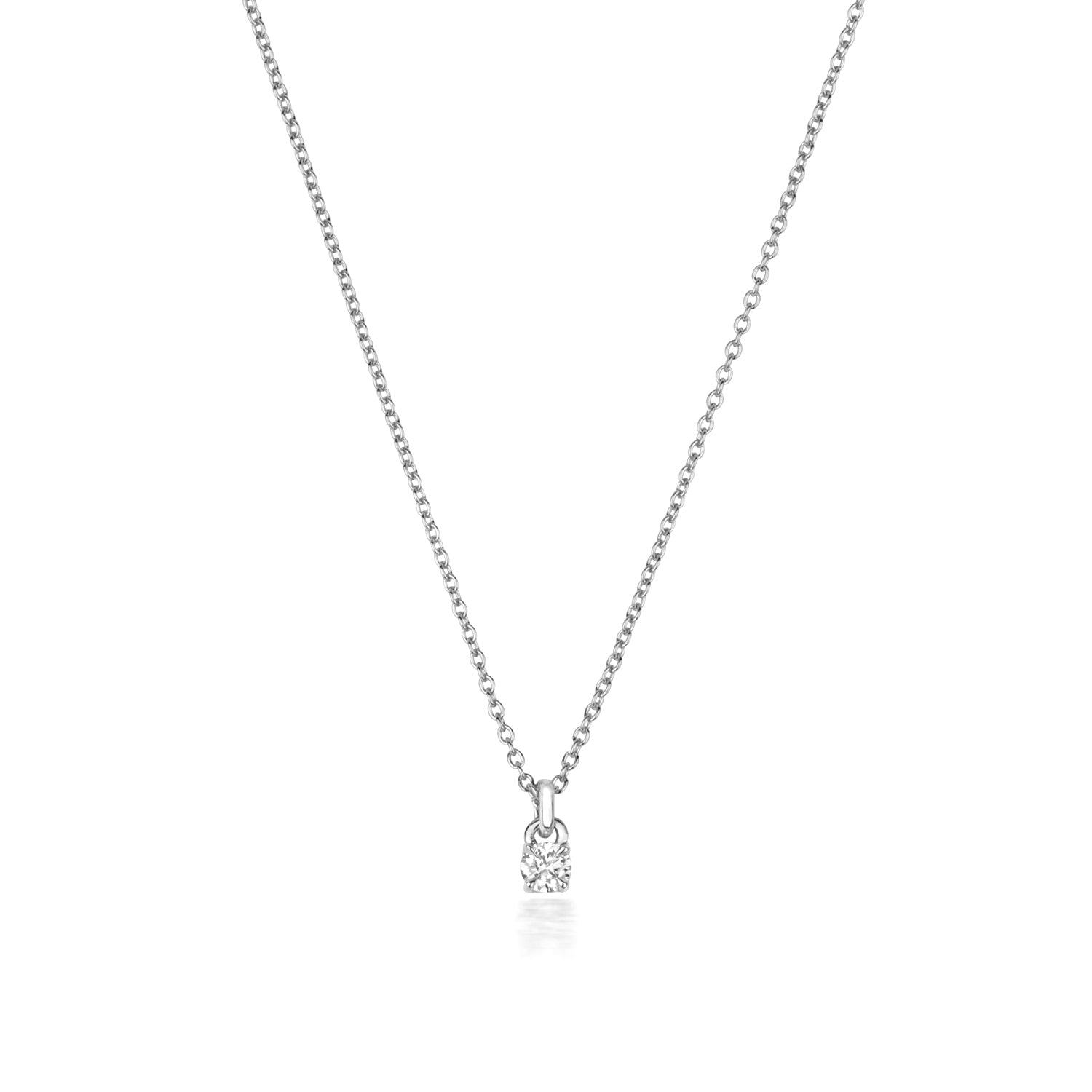 DIAMOND 4 CLAW NECKLACE IN 18 CT WHITE GOLD