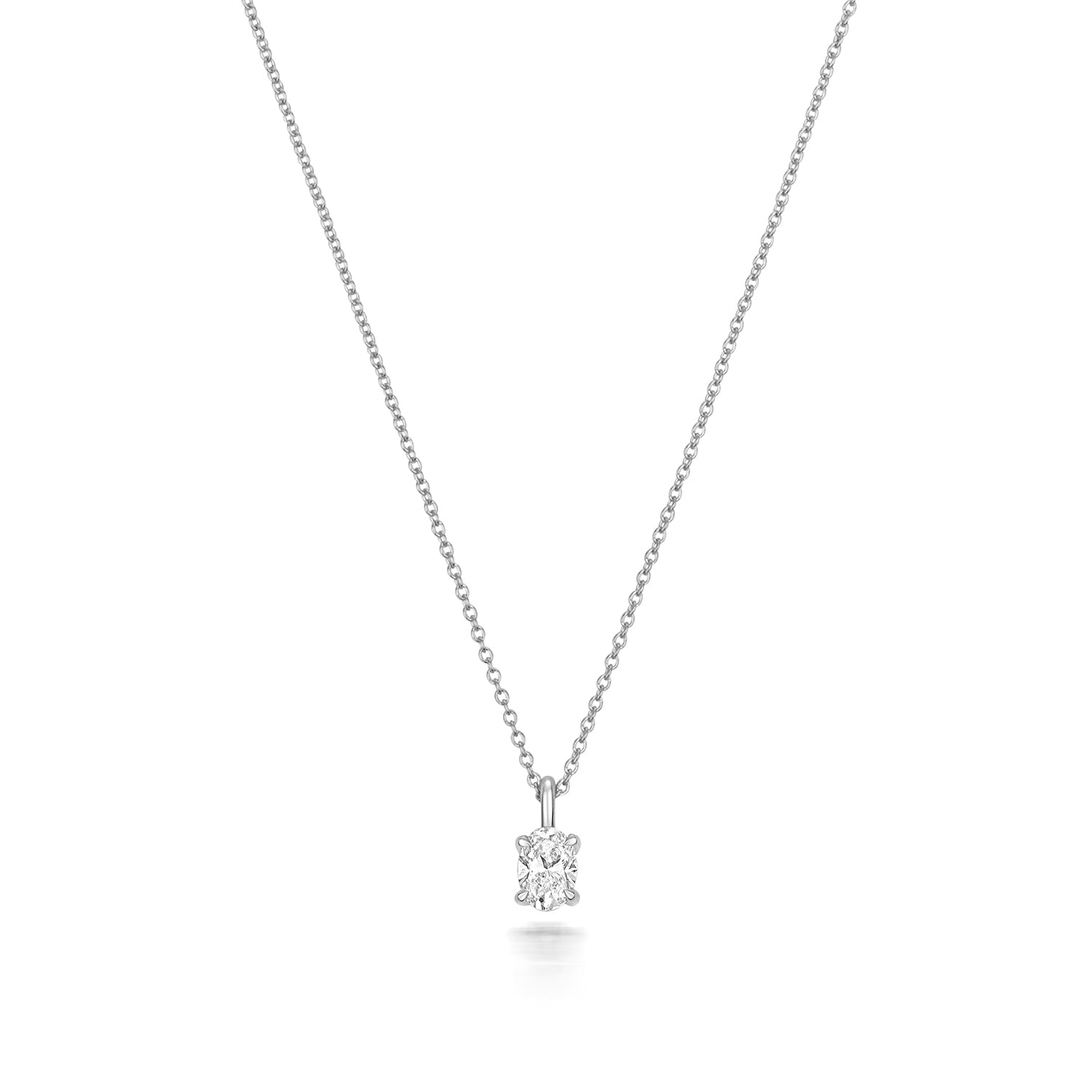 DIAMOND OVAL CUT NECKLACE IN 18CT WHITE GOLD