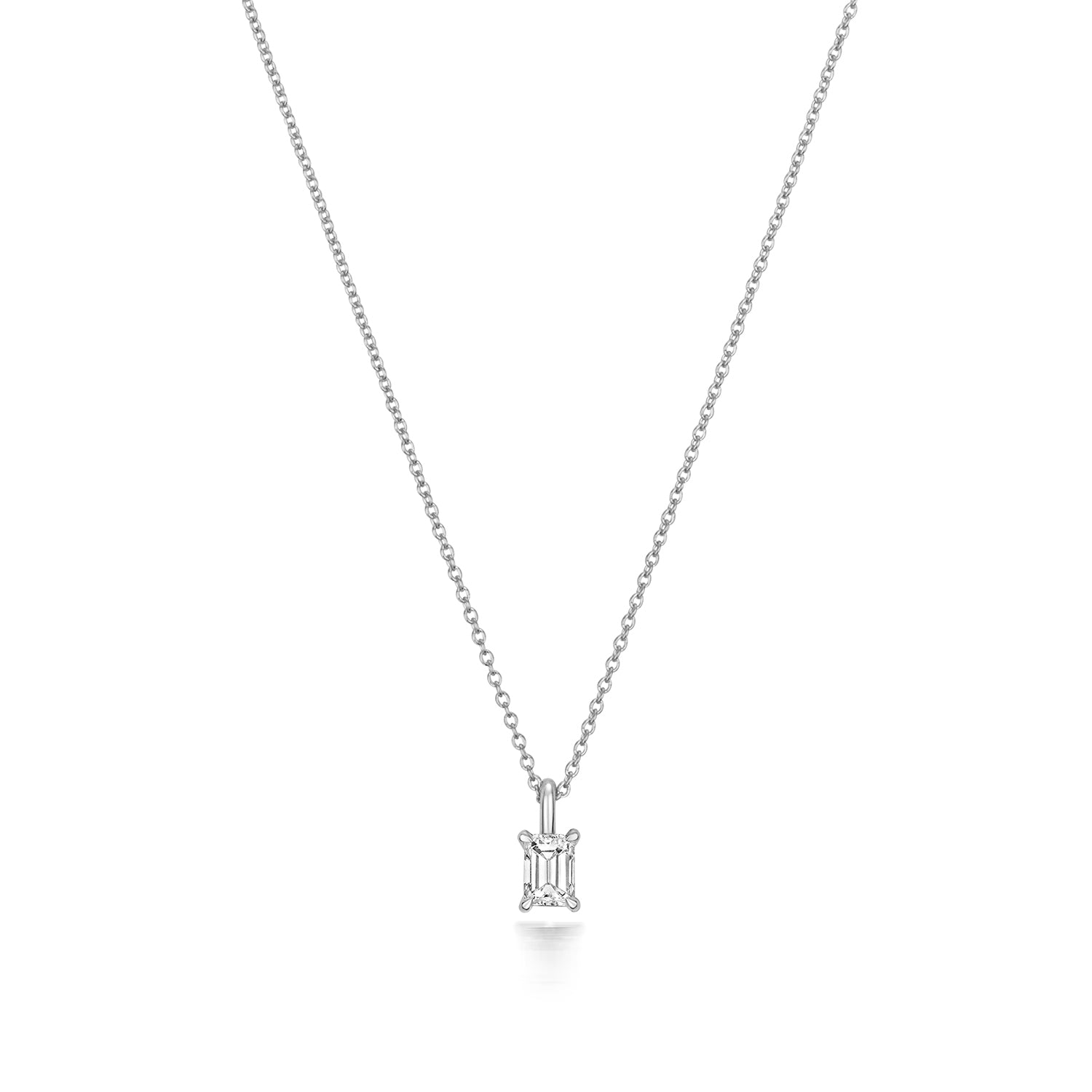 DIAMOND EMERALD CUT NECKLACE IN 18CT WHITE GOLD