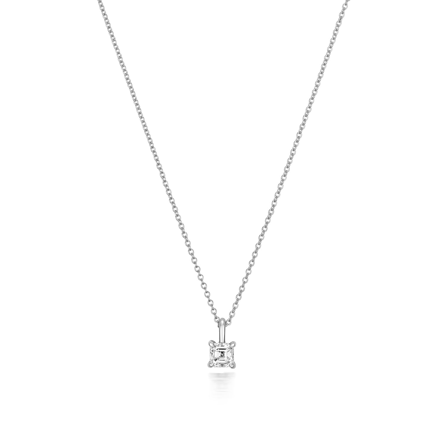 DIAMOND ASSCHER CUT NECKLACE IN 18CT WHITE GOLD