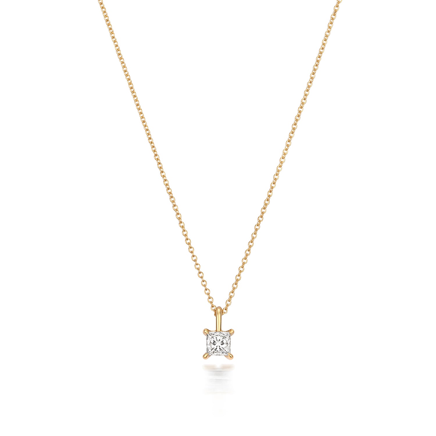 DIAMOND PRINCESS CUT NECKLACE IN 18CT GOLD