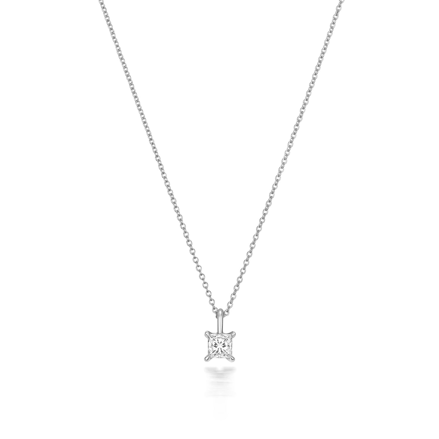 DIAMOND PRINCESS CUT NECKLACE IN 18CT WHITE GOLD