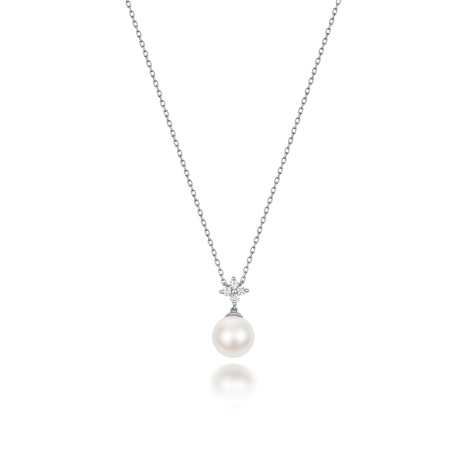 DIAMOND & AKOYA PEARL NECKLACE IN 18CT WHITE GOLD