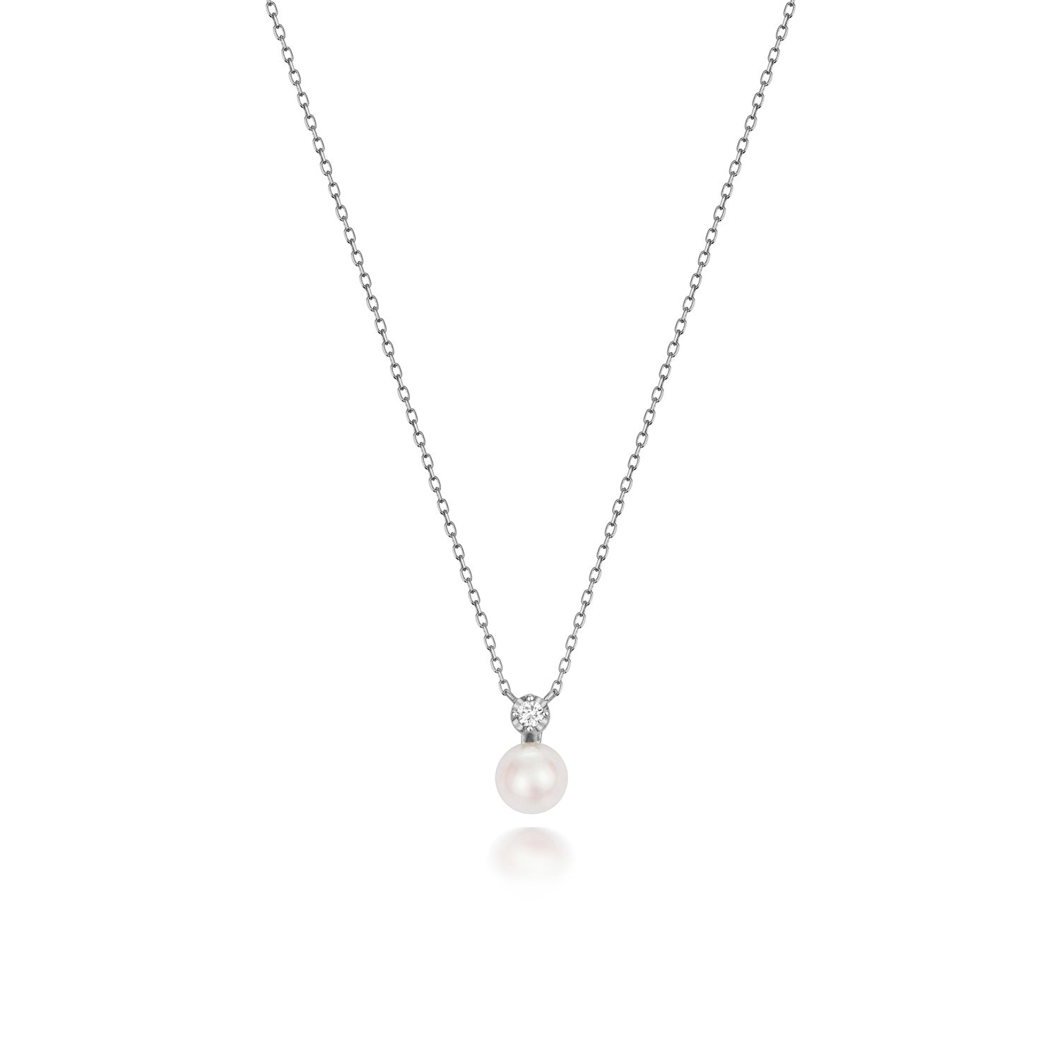 DIAMOND & AKOYA PEARL NECKLACE IN 18CT WHITE GOLD
