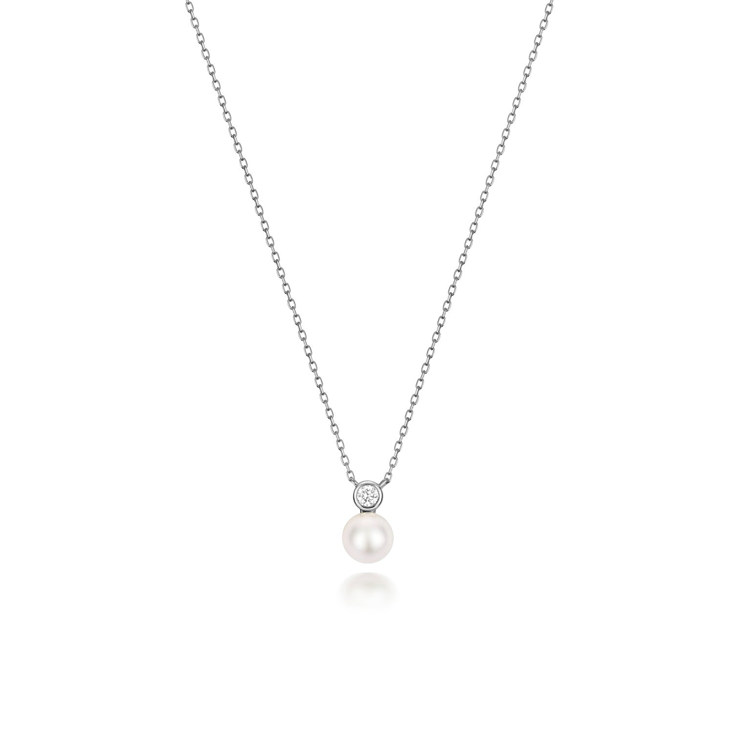DIAMOND & AKOYA PEARL NECKLACE IN 18CT WHITE GOLD