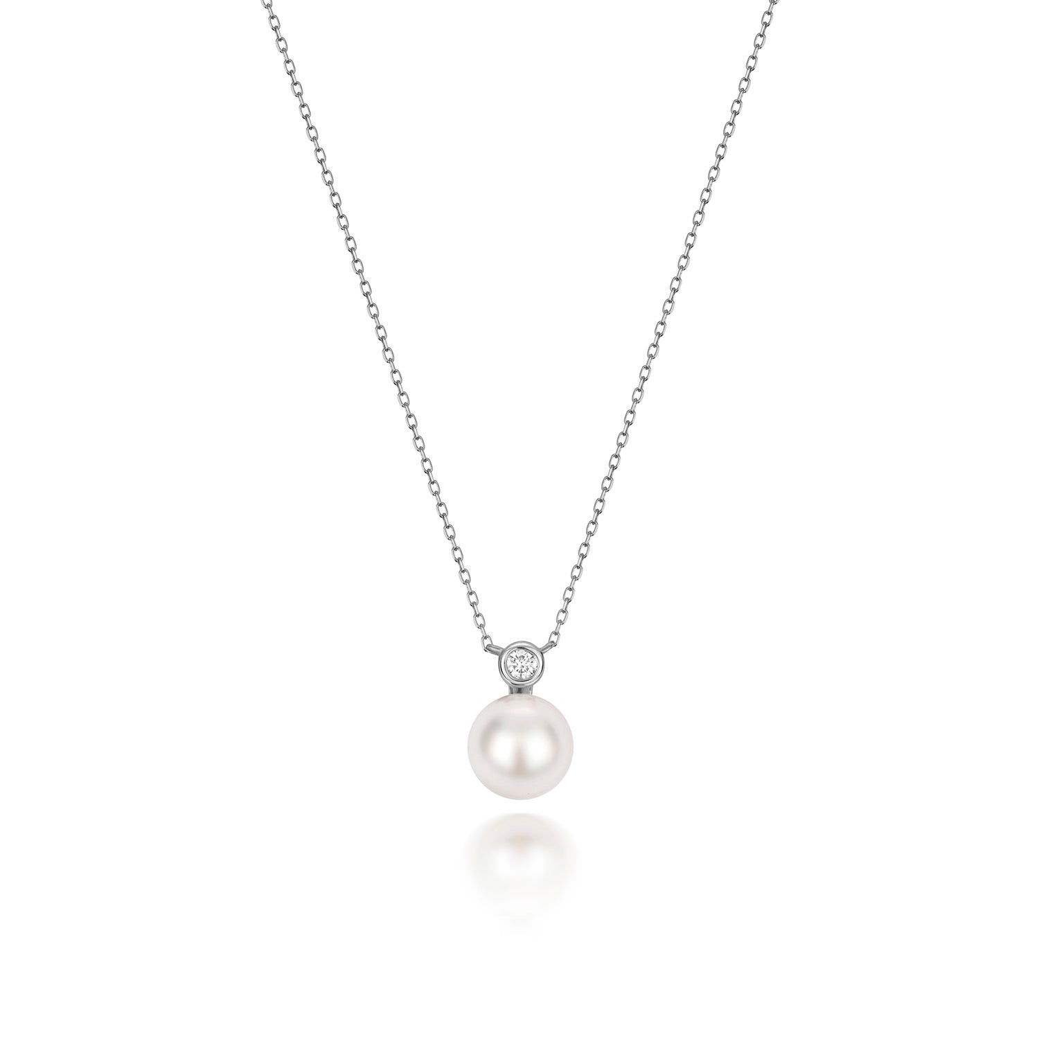 DIAMOND & AKOYA PEARL NECKLACE IN 18CT WHITE GOLD