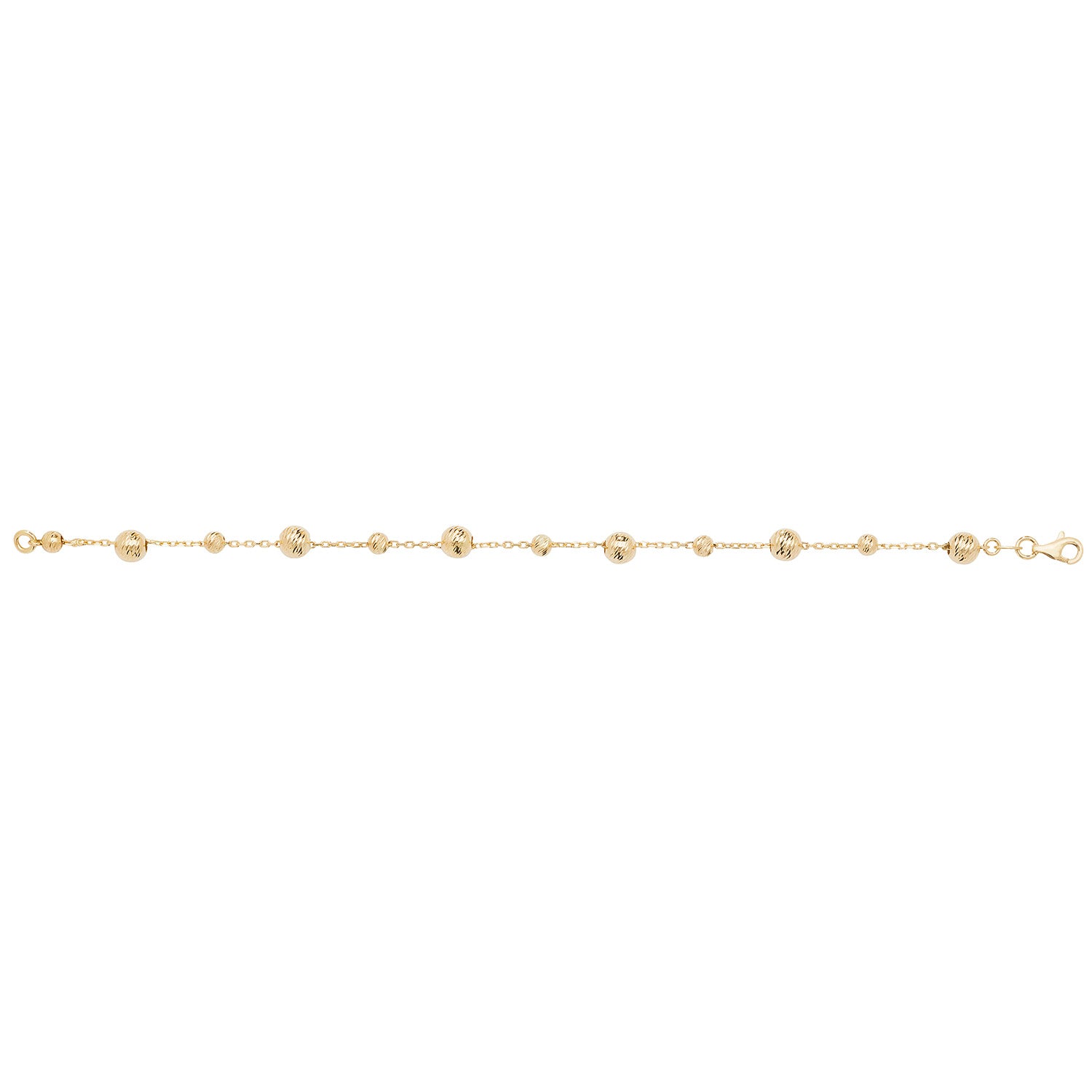 9CT GOLD DIAMOND CUT FULL BEADED BRACELET