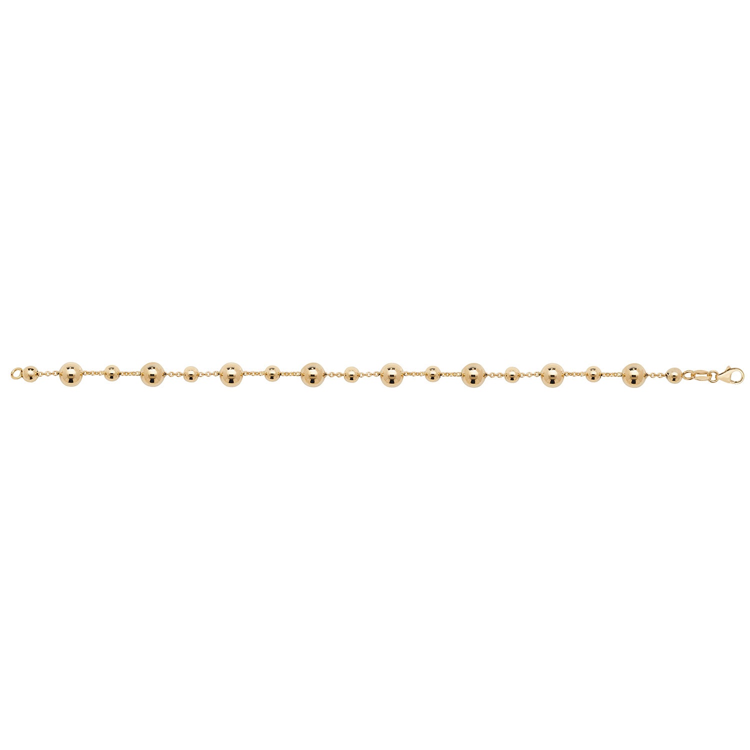 9CT GOLD GRADUATED BEADED BRACELET