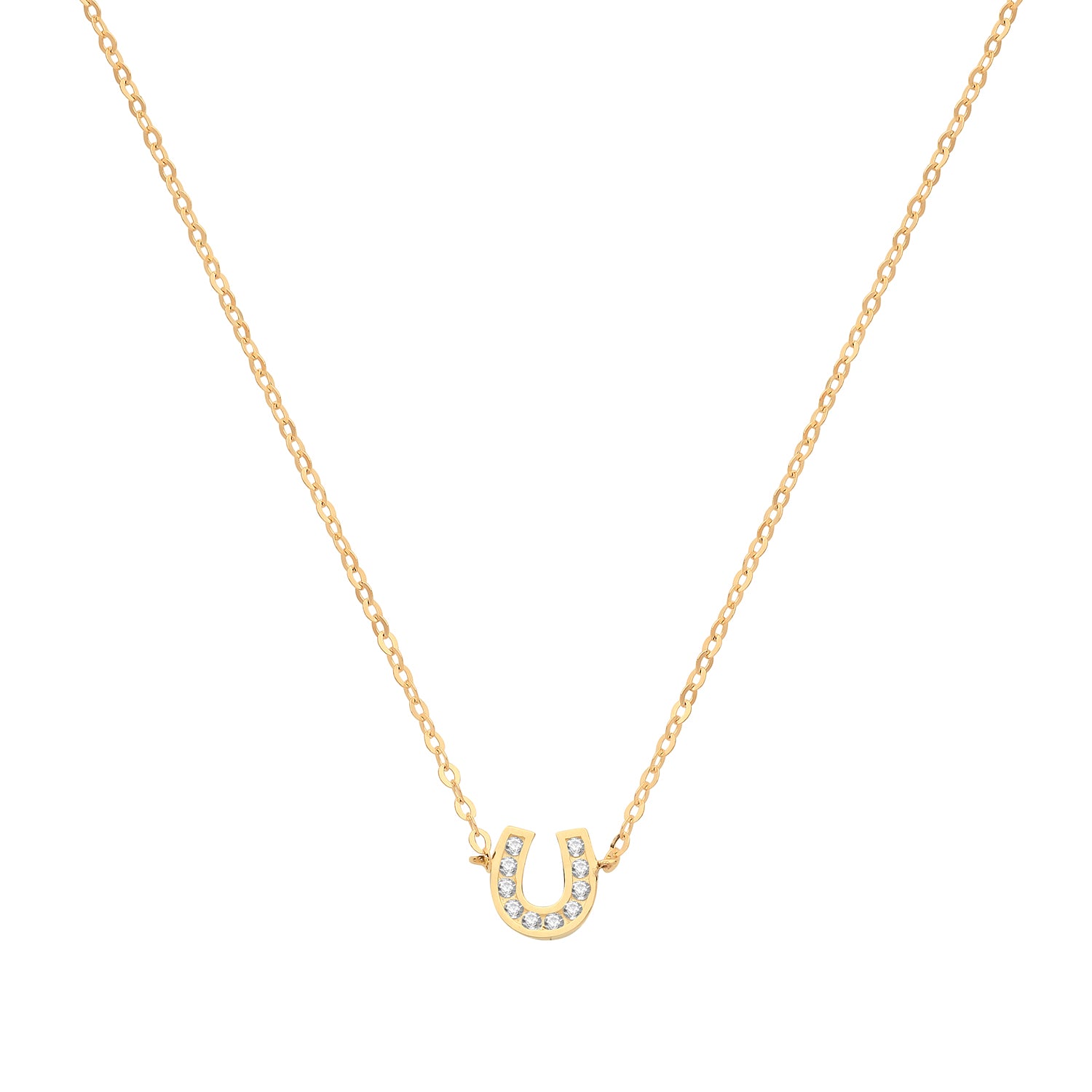 9CT GOLD CZ HORSESHOE NECKLET