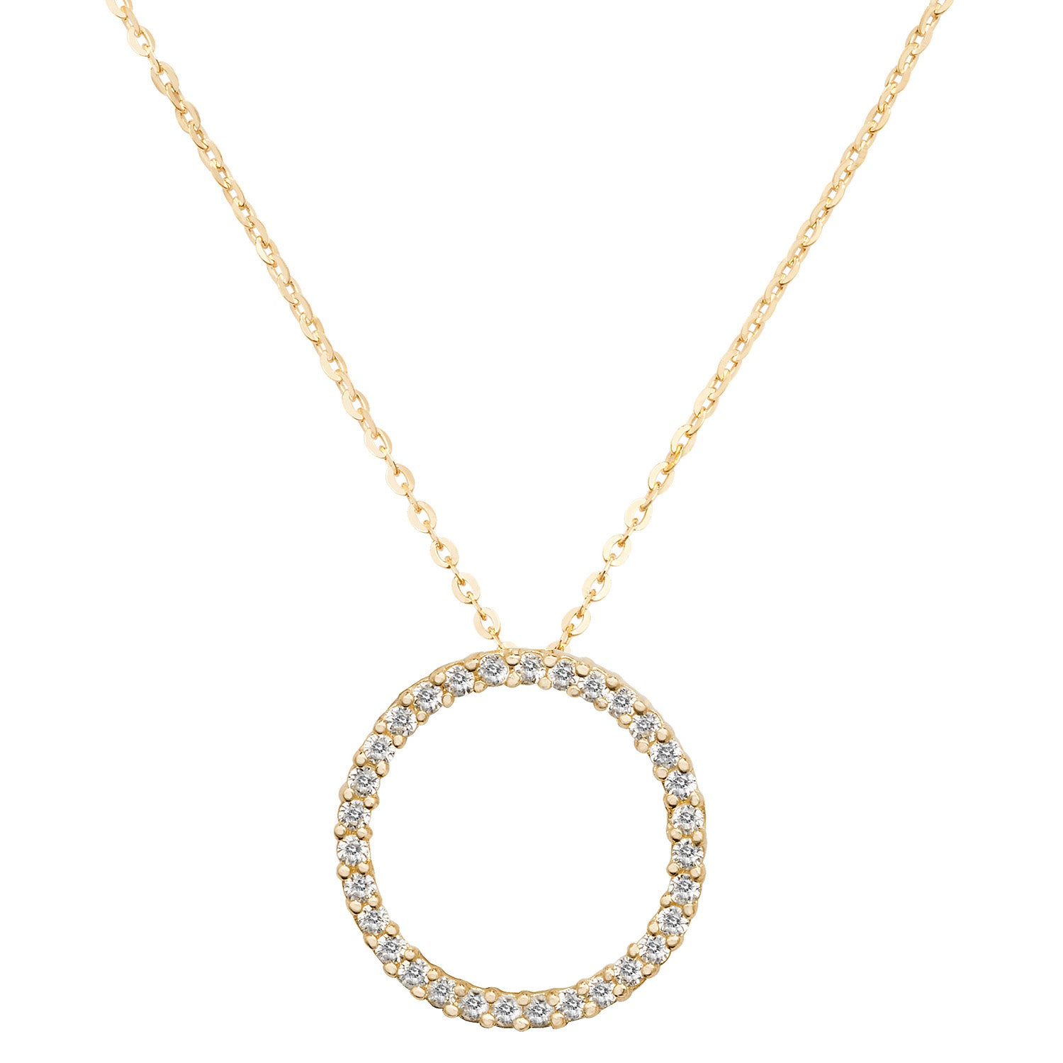 9CT GOLD CZ CIRCLE NECKLET