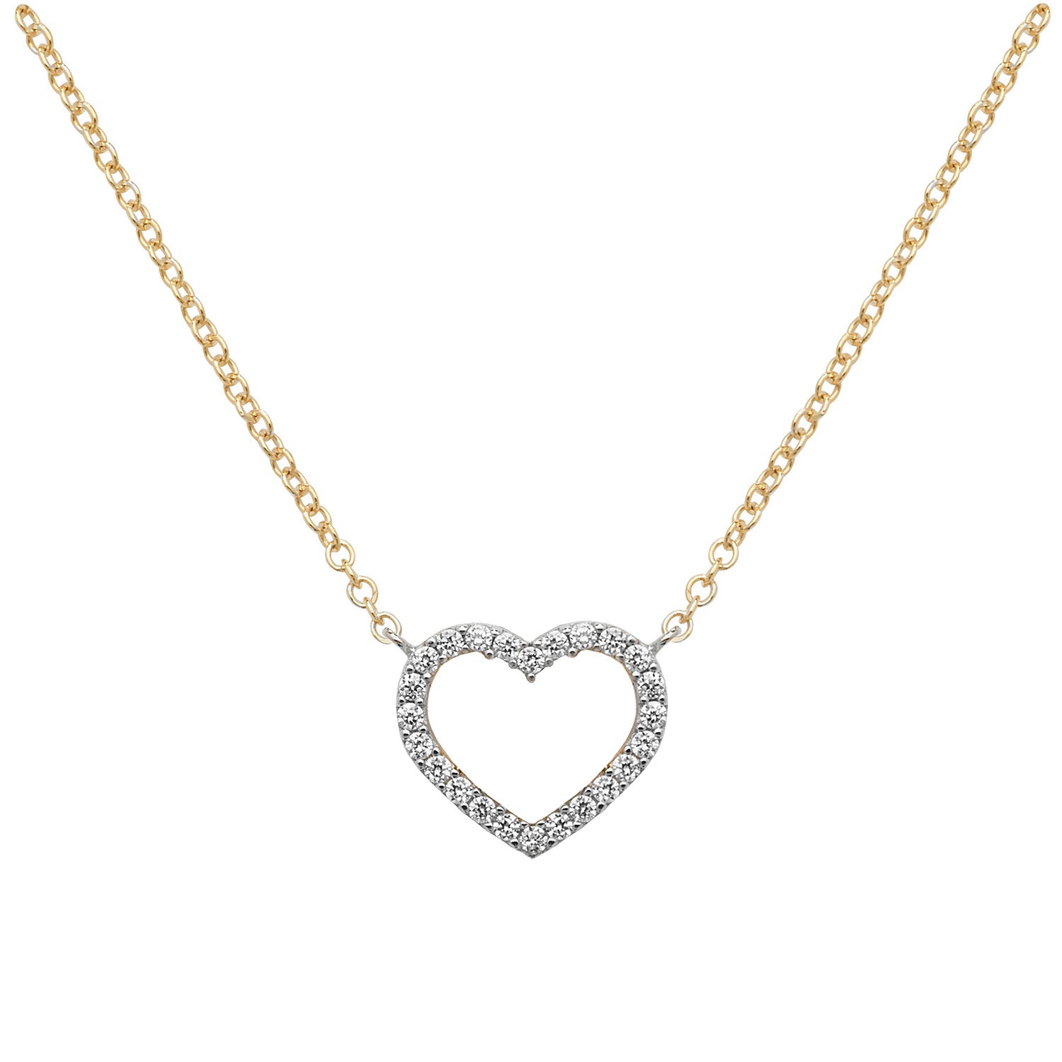 9CT GOLD CZ OPEN HEART NECKLET