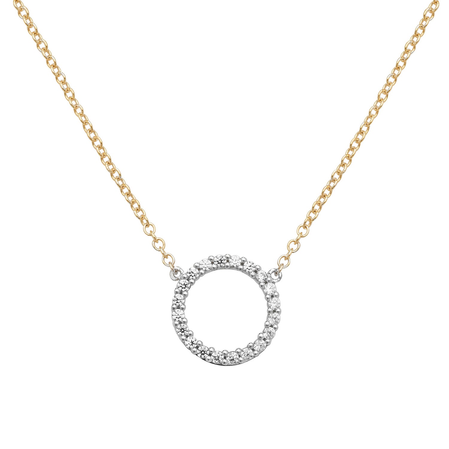9CT GOLD CZ CIRCLE NECKLET