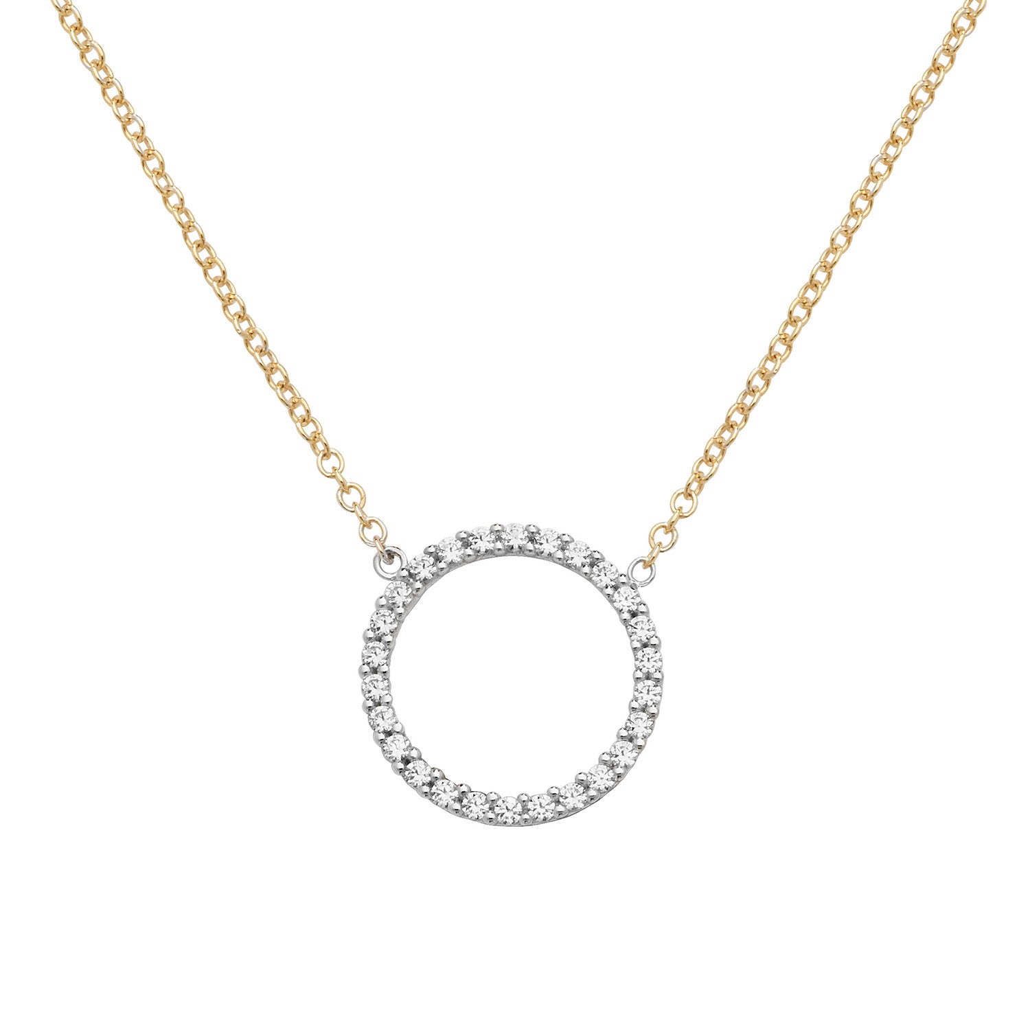 9CT GOLD CZ CIRCLE NECKLET
