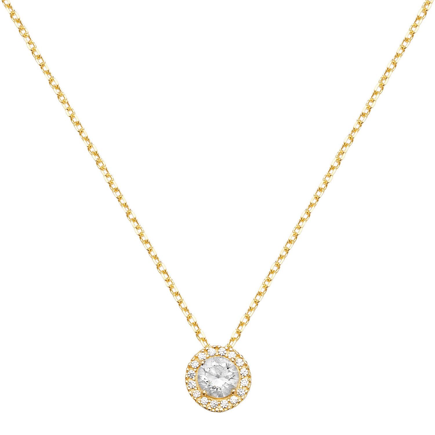 9CT GOLD ROUND CZ CLUSTER NECKLET