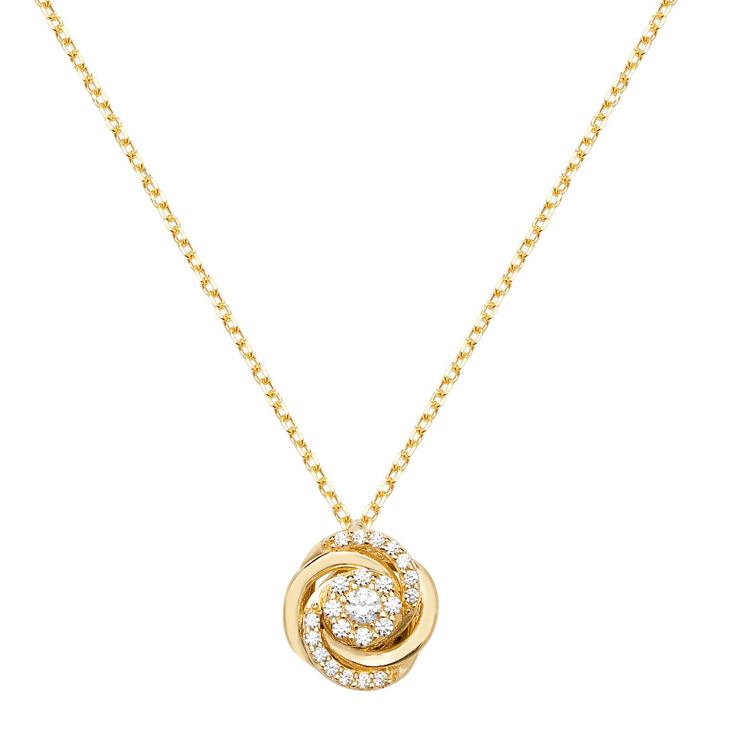 9CT GOLD CZ SET KNOT NECKLET