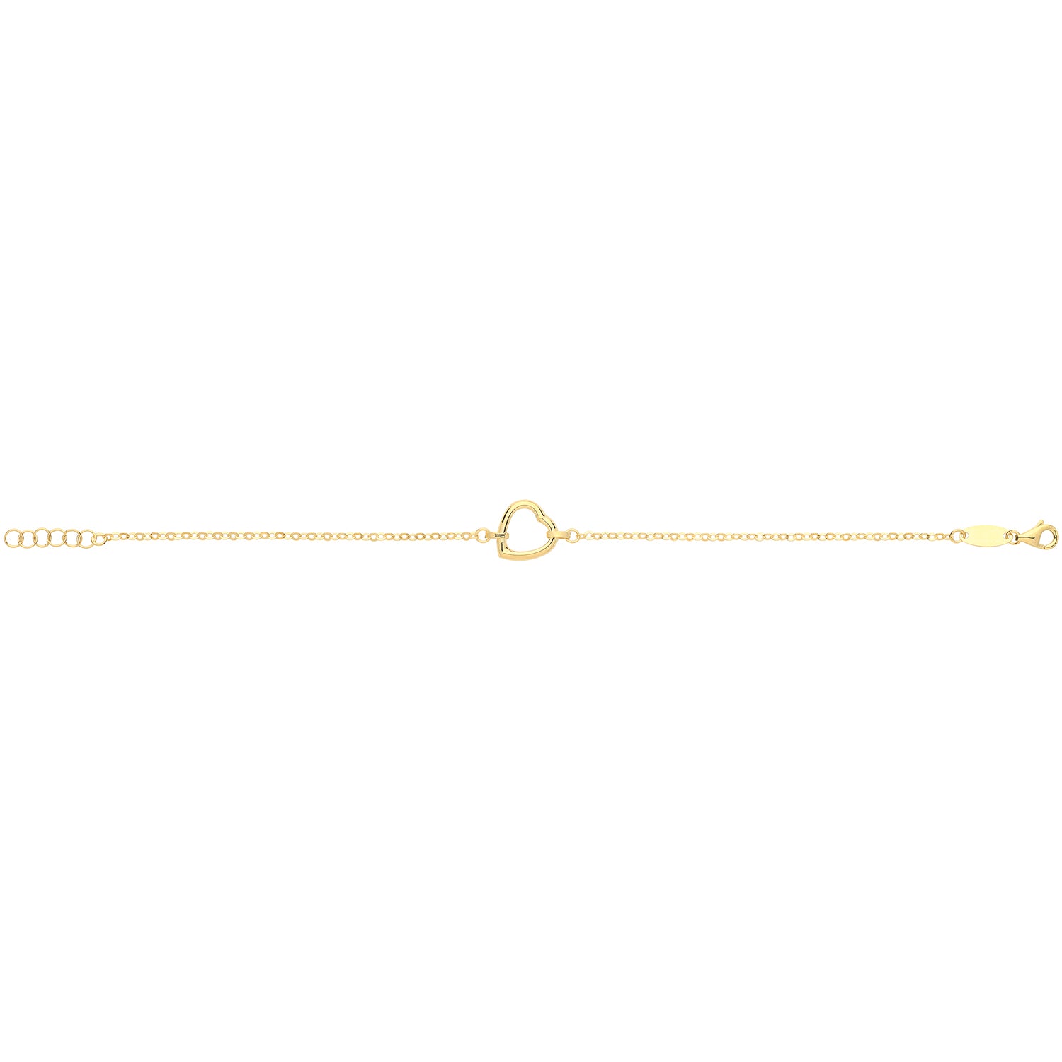 9CT GOLD PLAIN OPEN HEART BRACELET